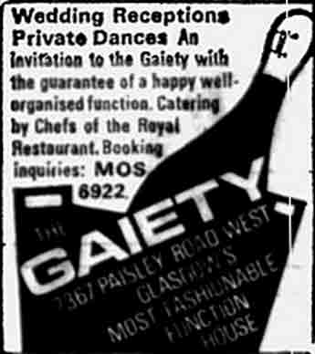 Gaiety Advert 1970